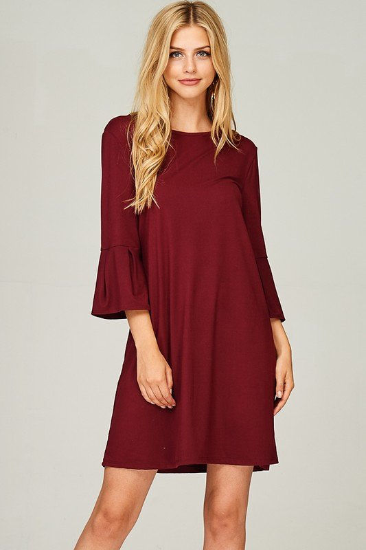 Burgundy Piko Dress