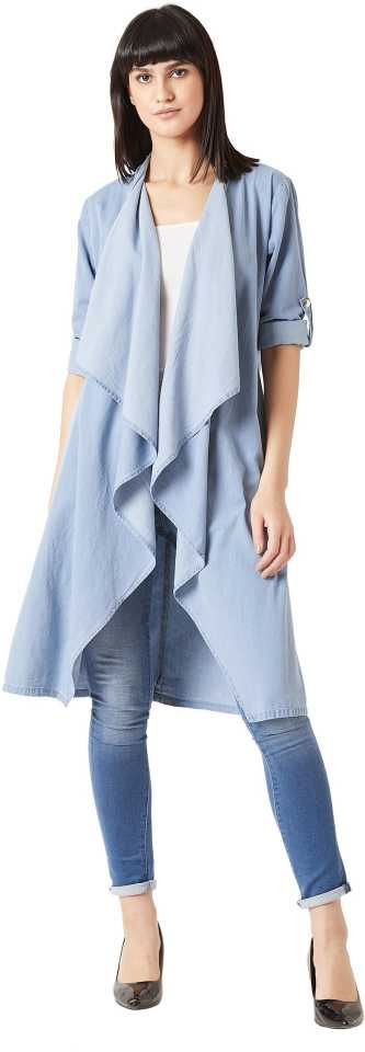 Thumbnail: Miss Chase  Women Asymmetric 3/4 Sleeve Blue Shrug