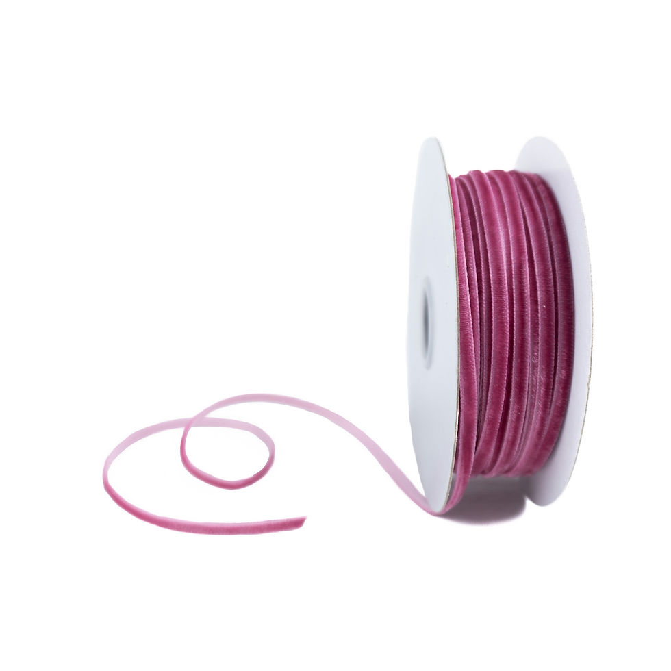 RIBBON 1/8" X 20YDS WOVEN VELVET ( 8 COLORS )