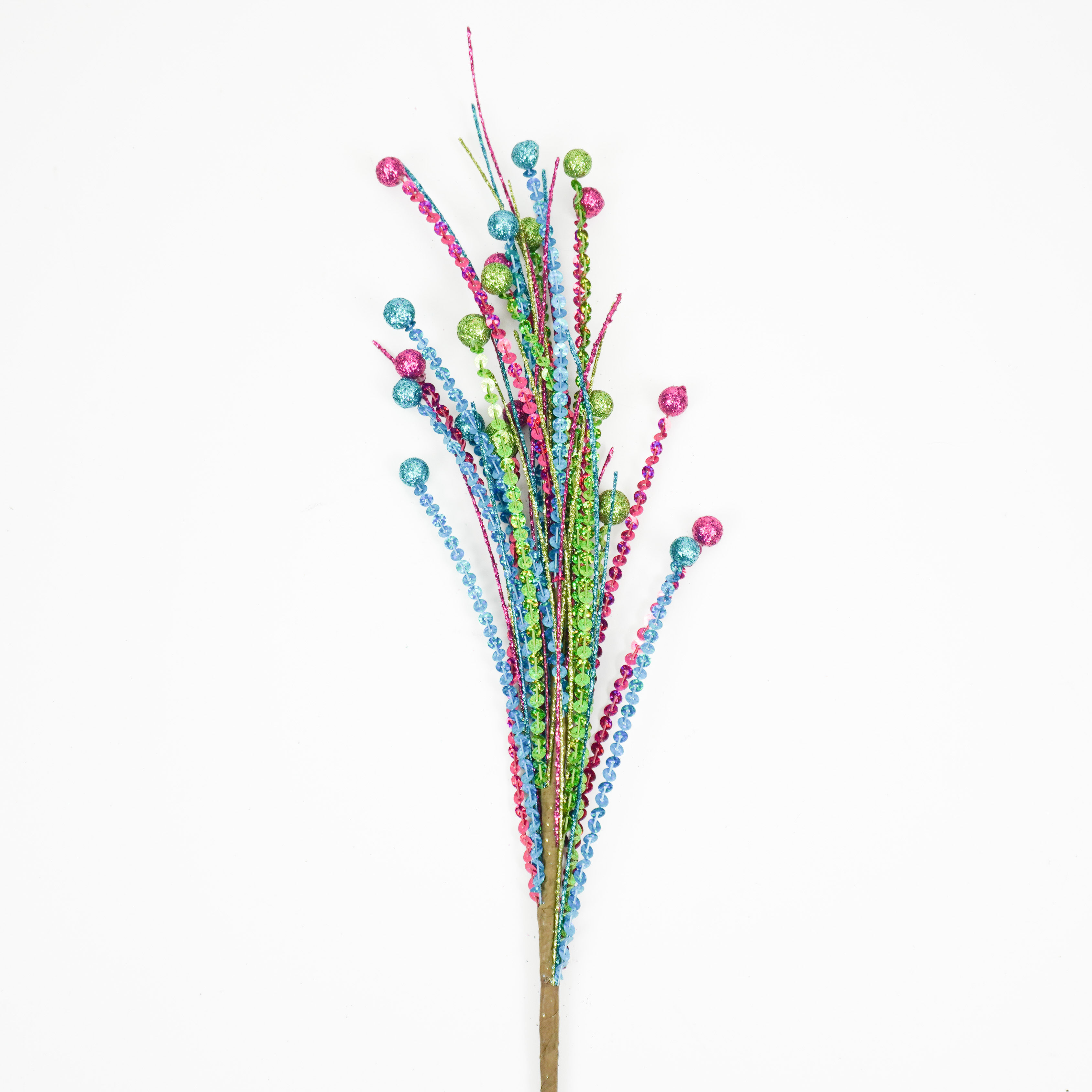 SPRAY 27IN SEQUIN GLITTER TURQUOISE, PINK AND GREEN