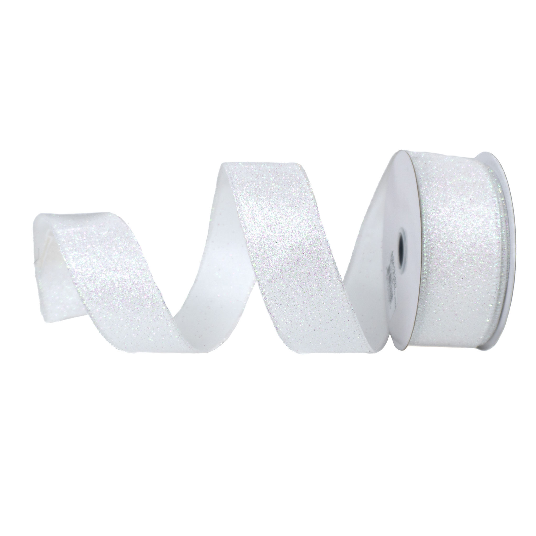 RIBBON IRIDESCENT GLITTER WHITE ( 2 SIZES )