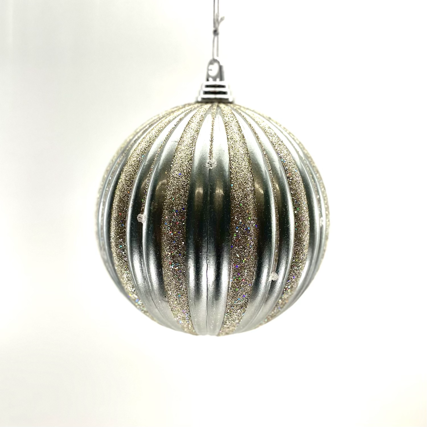 BALL 200MM VERTIVAL STRIPES CHROME AND CHAMPAGNE