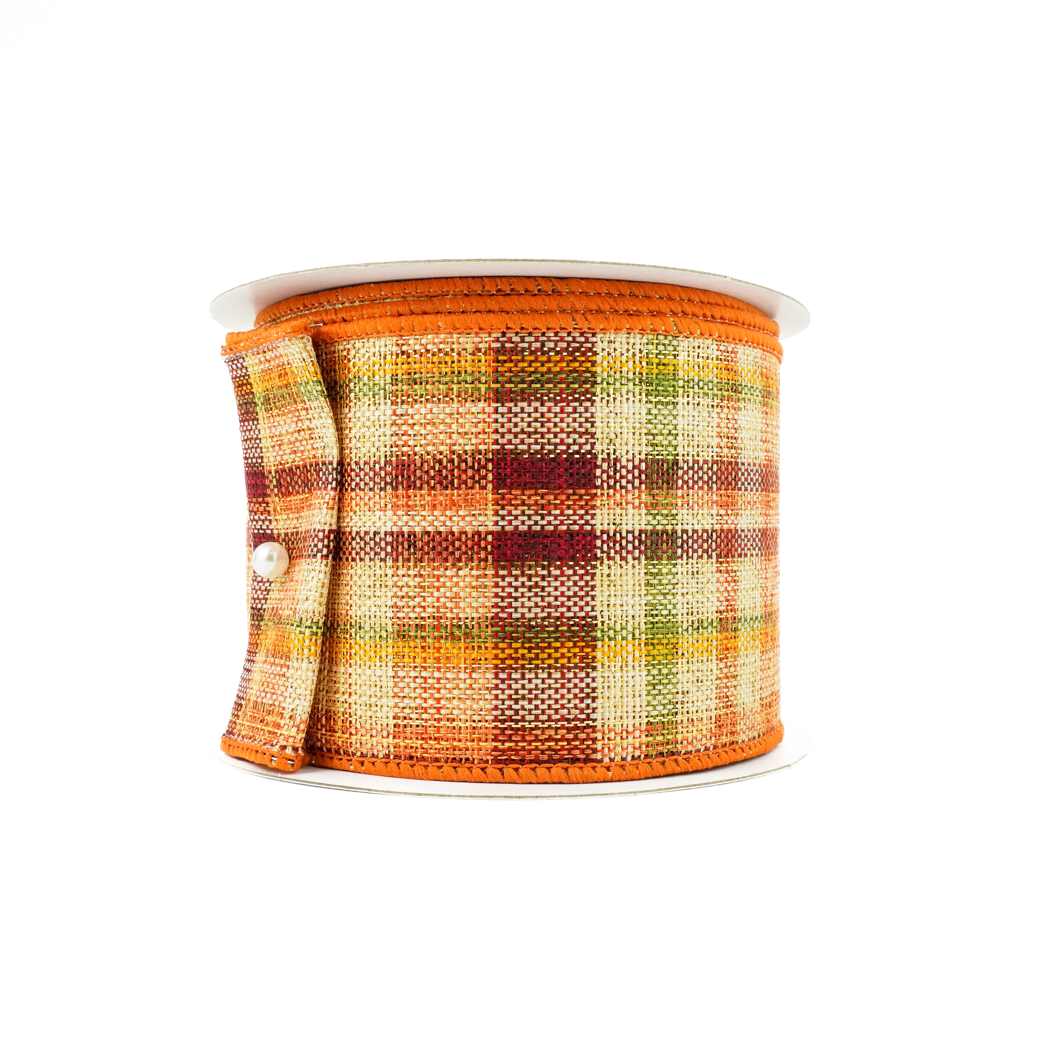RIBBON WOVEN PLAID ORANGE AND CREAM (2 SIZES)