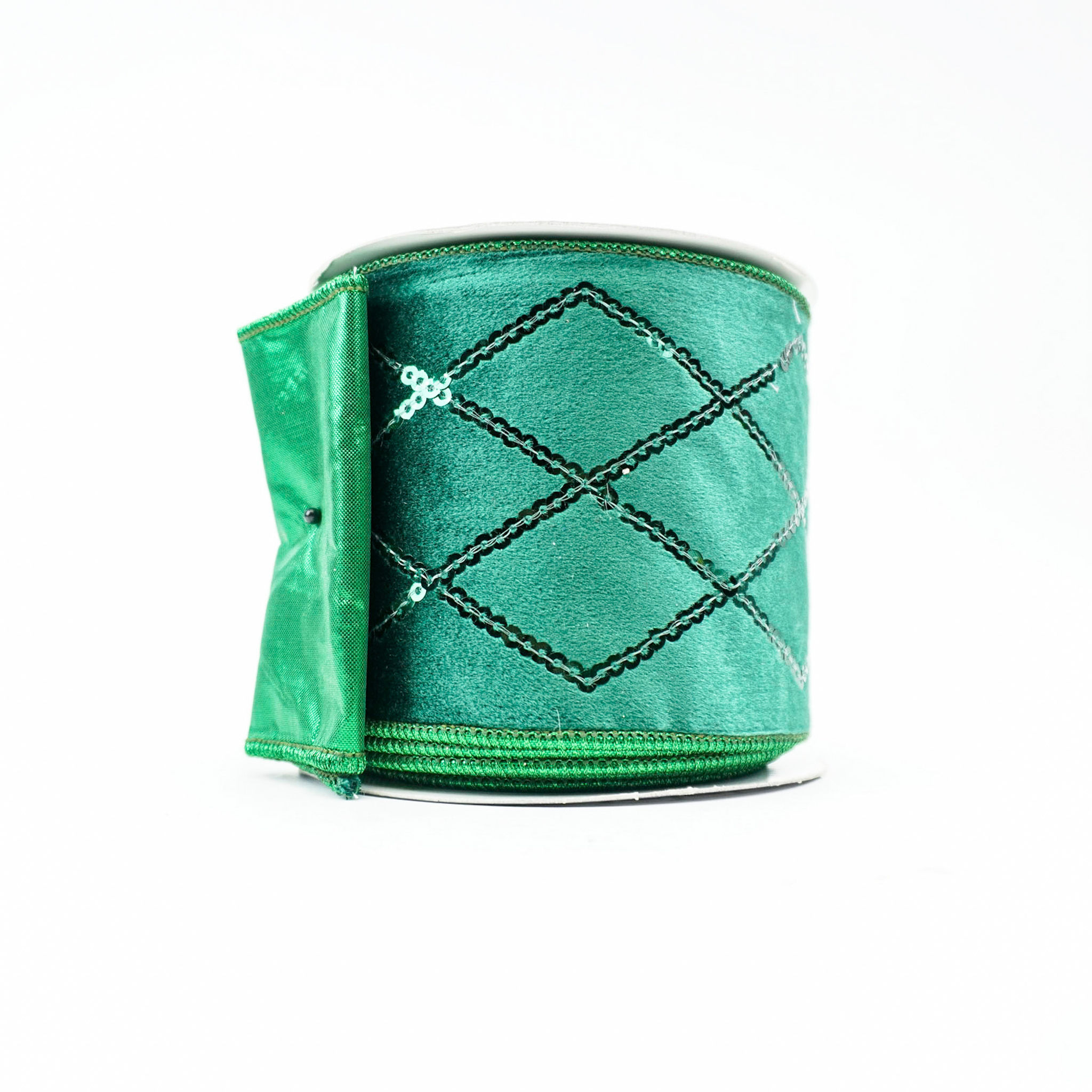 RIBBON DIAMOND SEQUIN 4X10YDS EMERALD