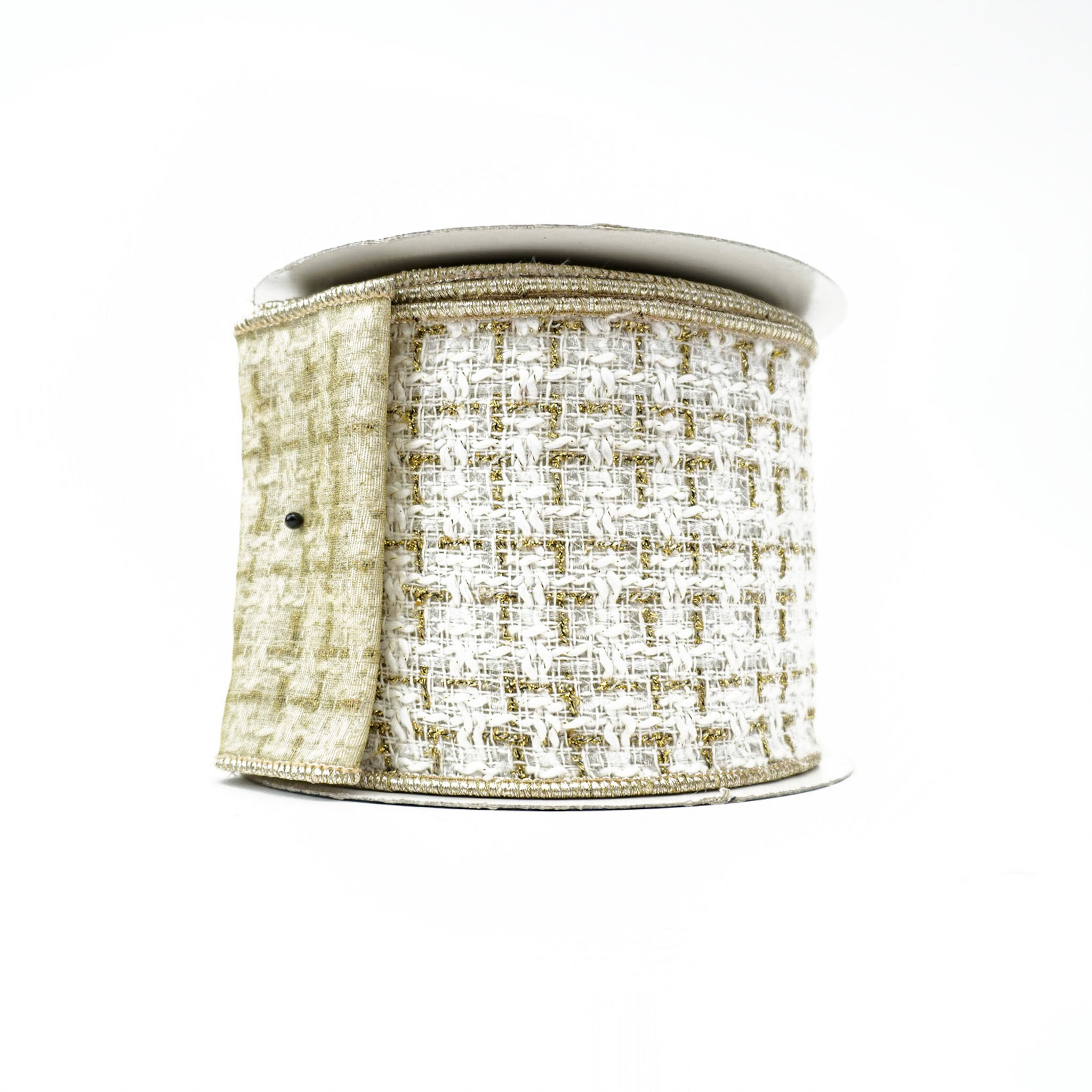 RIBBON METALLIC TWEED WITH IVORY AND GOLD (3 SIZES)