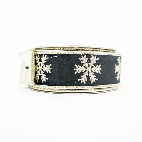 RIBBON VELVET SNOWFLAKE 1.5X10YDS BLACK AND GOLD | Craftex
