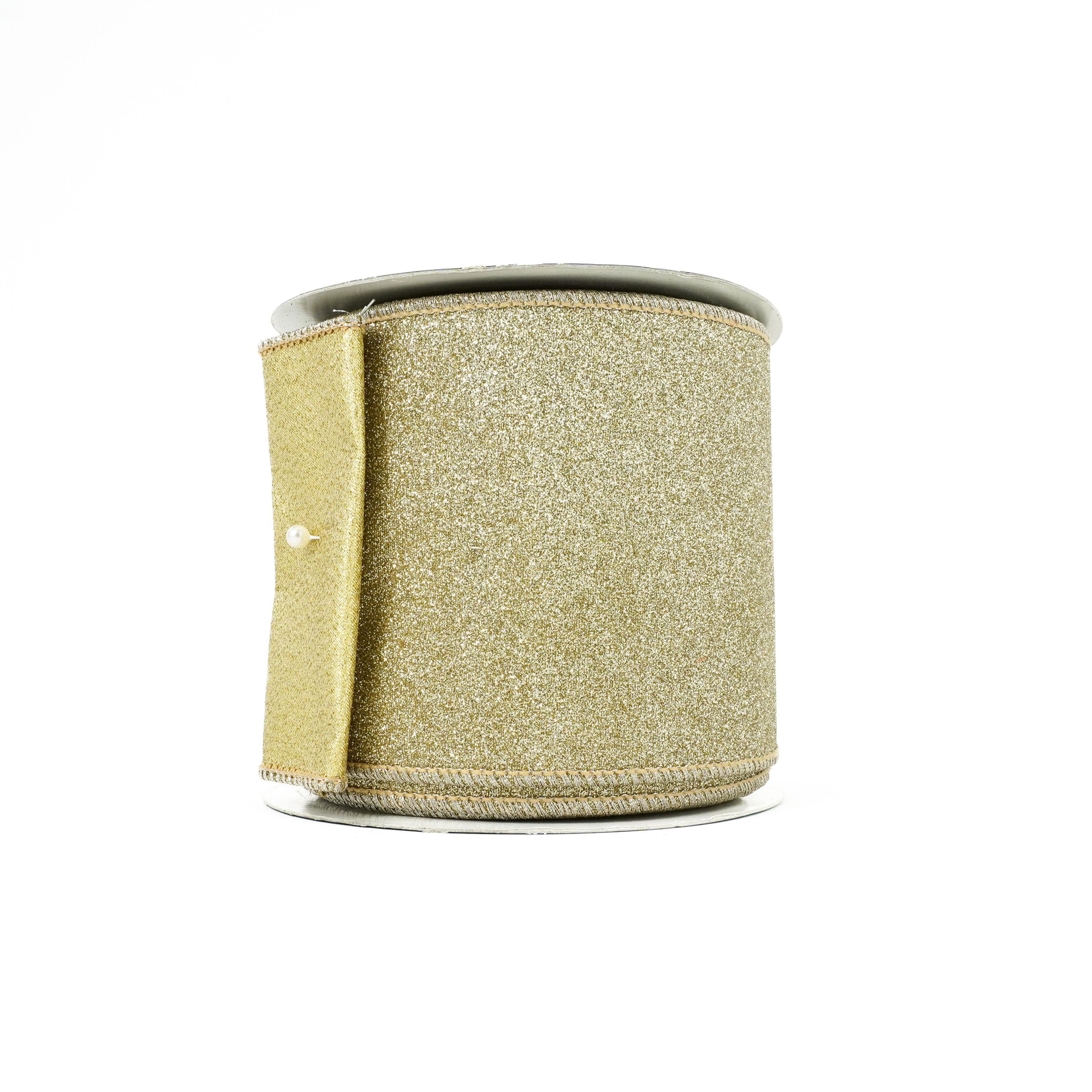 RIBBON 4" X 10YDS LUSTER GLITTER PLATINUM