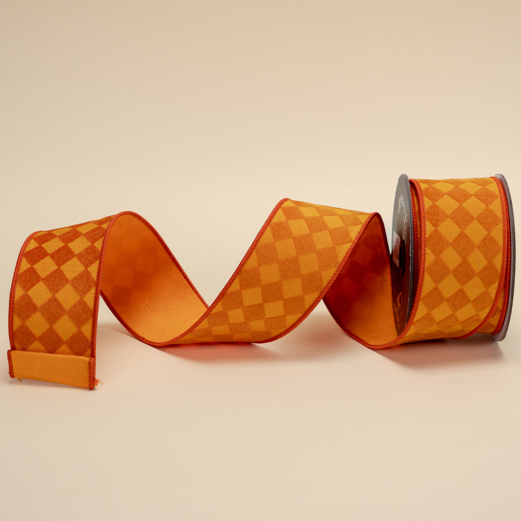 RIBBON RETRO HARLEQUIN ORANGE ( 2 SIZES )