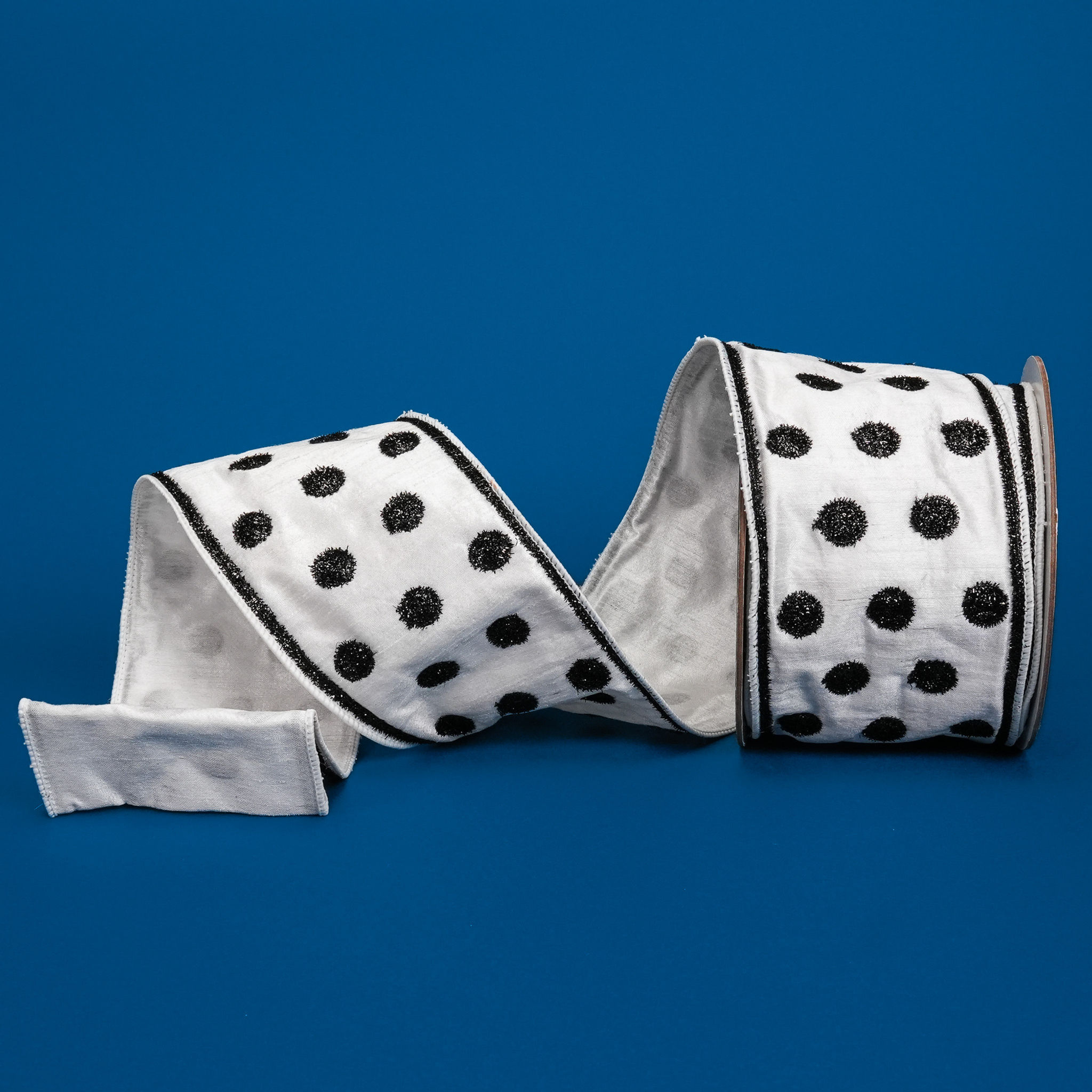 RIBBON TWINKLING DOTS BLACK AND WHITE ( 2 SIZES )
