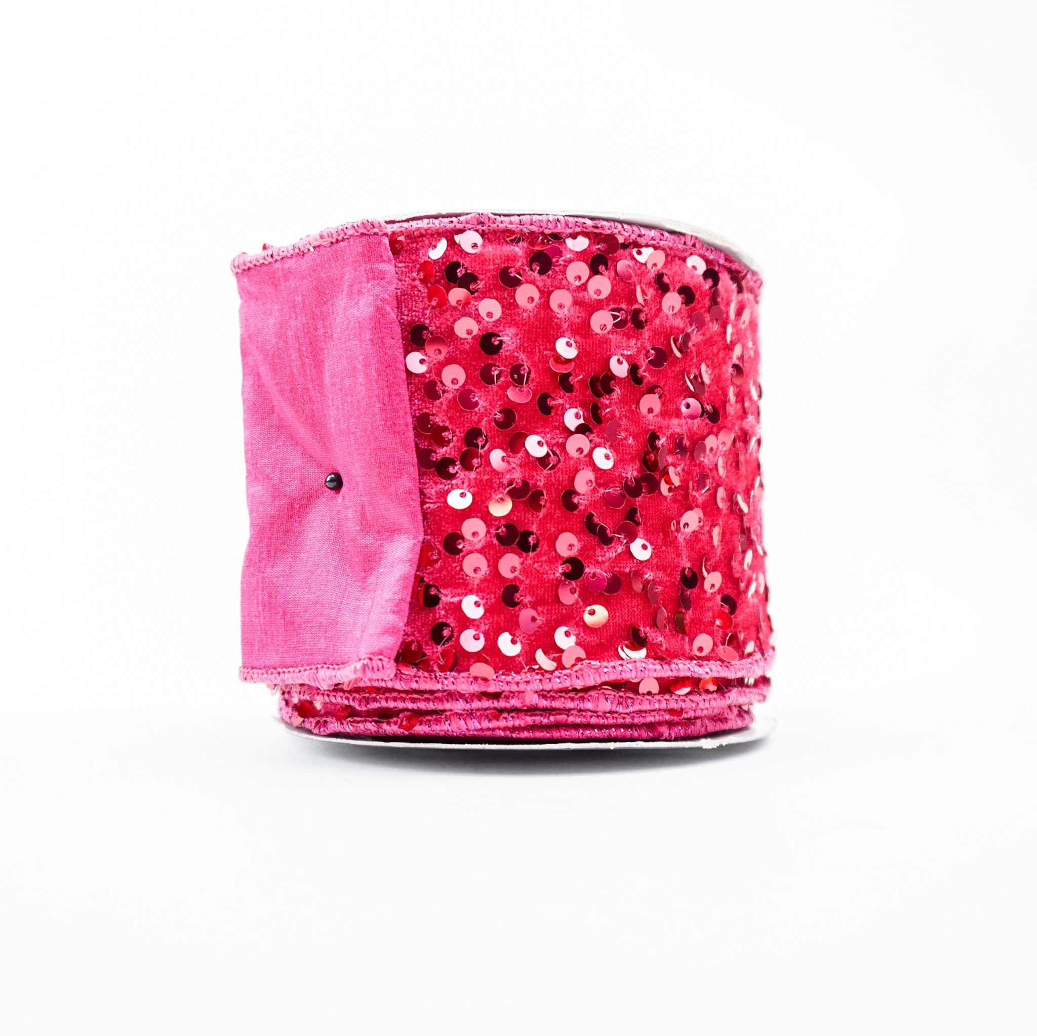 RIBBON VELVET SEQUIN 4X10YDS FUCHSIA