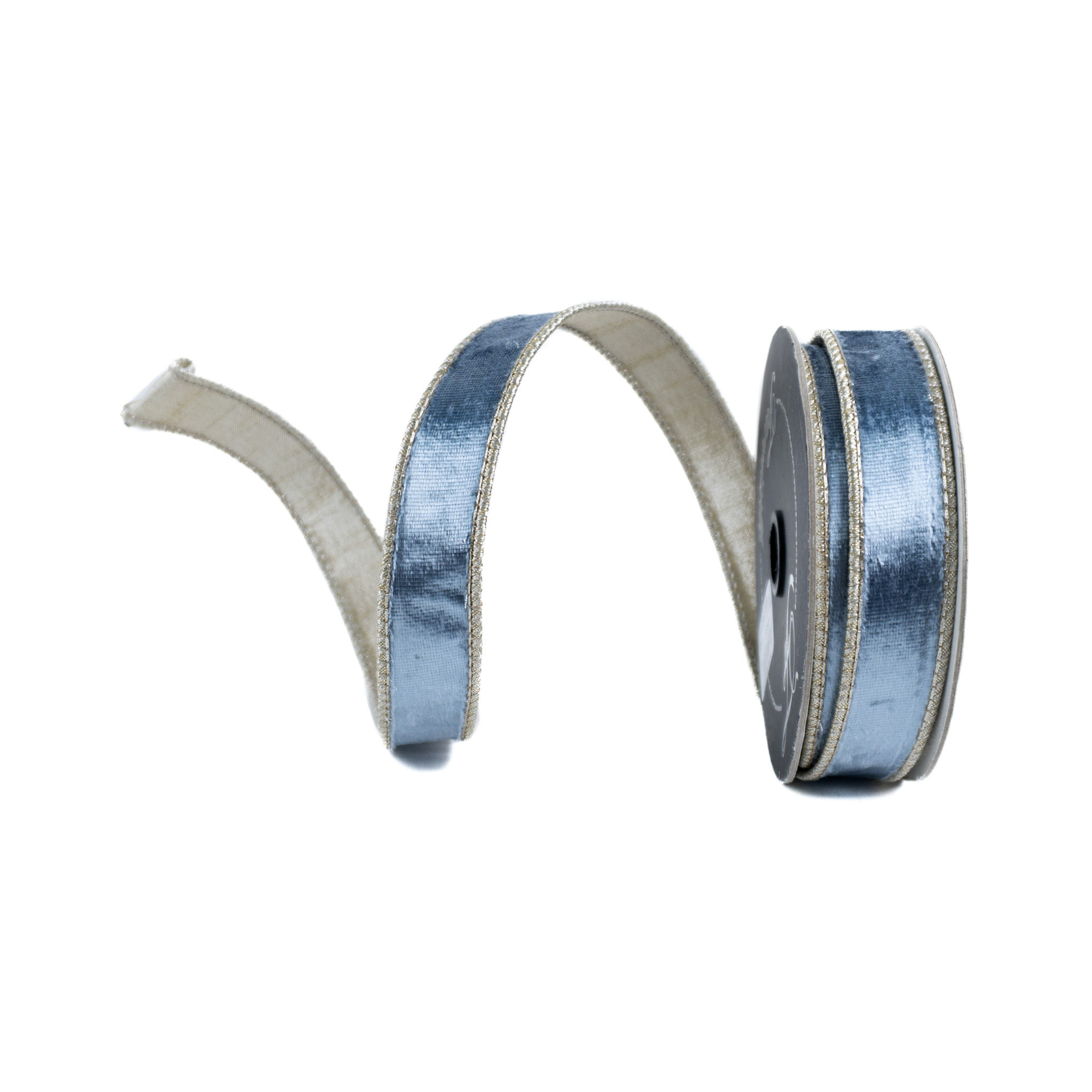RIBBON 1" X 10YDS SATIN VELVET STEEL BLUE