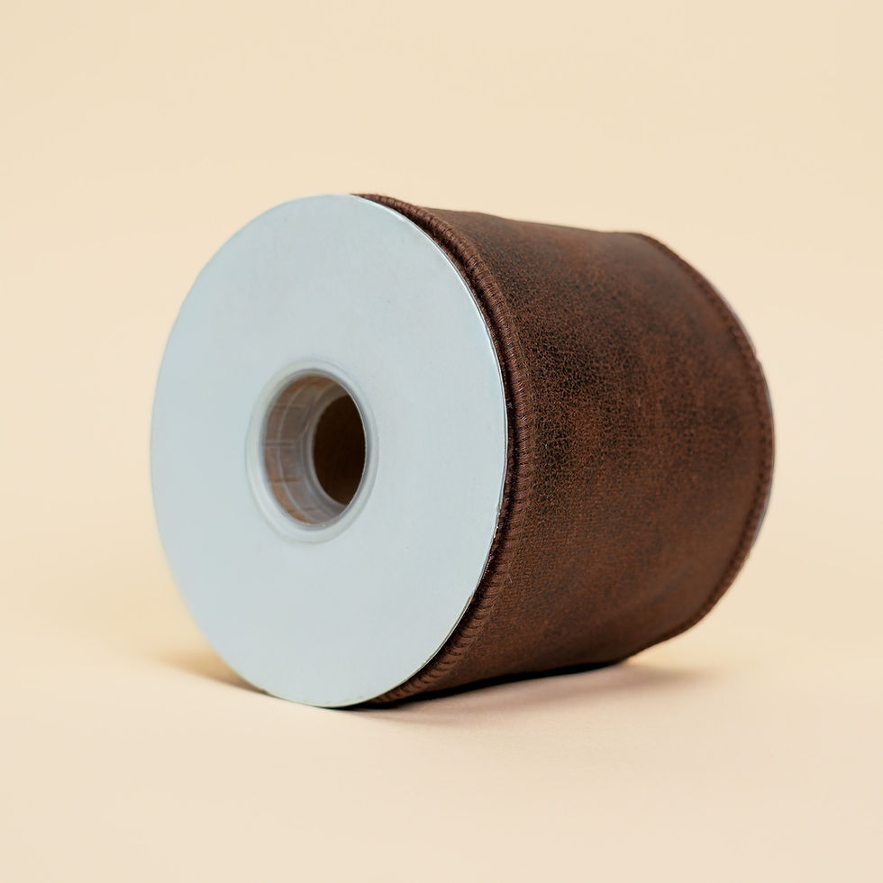 Thumbnail: RIBBON 4" X 5YDS FAUX LEATHER BROWN