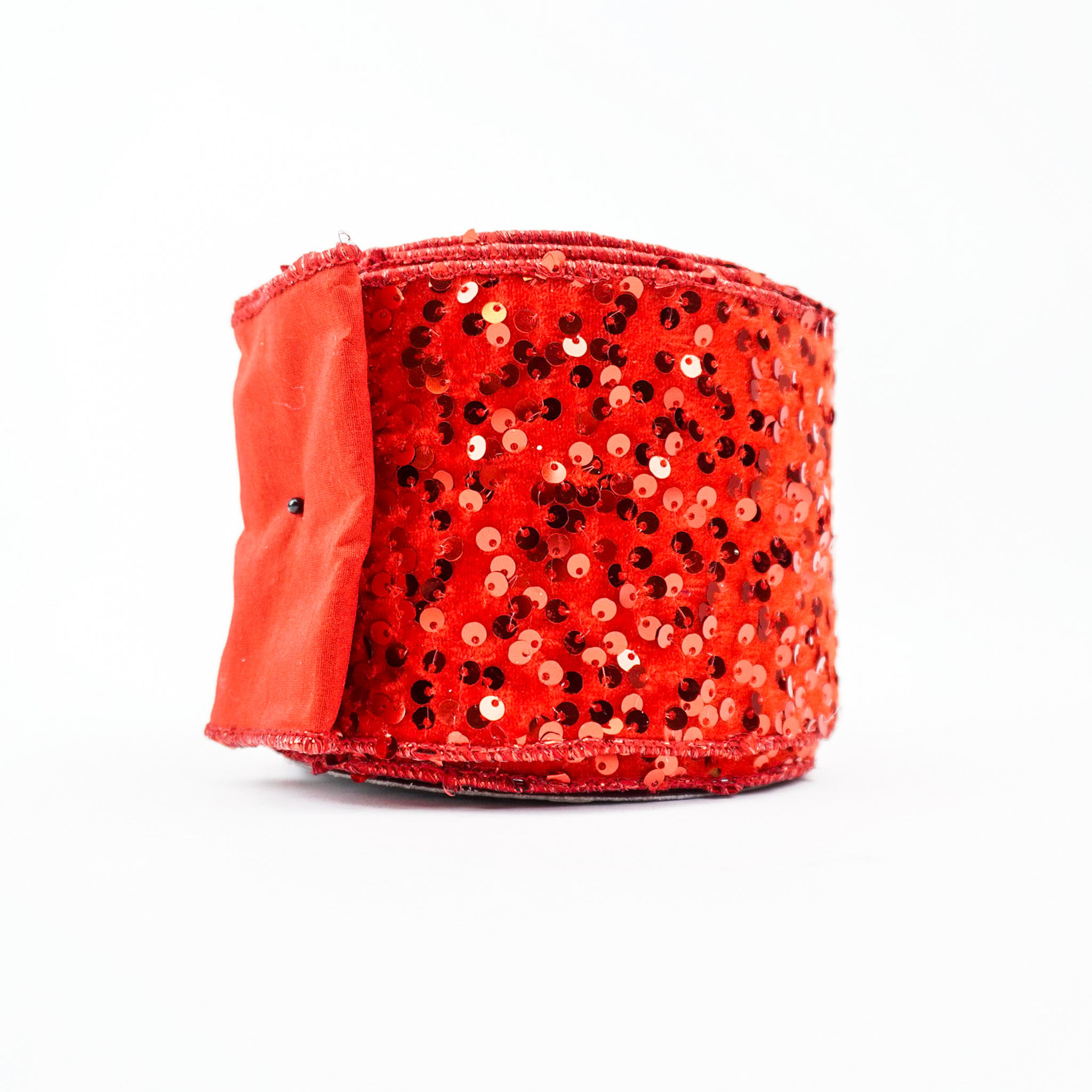RIBBON VELVET SEQUIN 4X10YDS RED