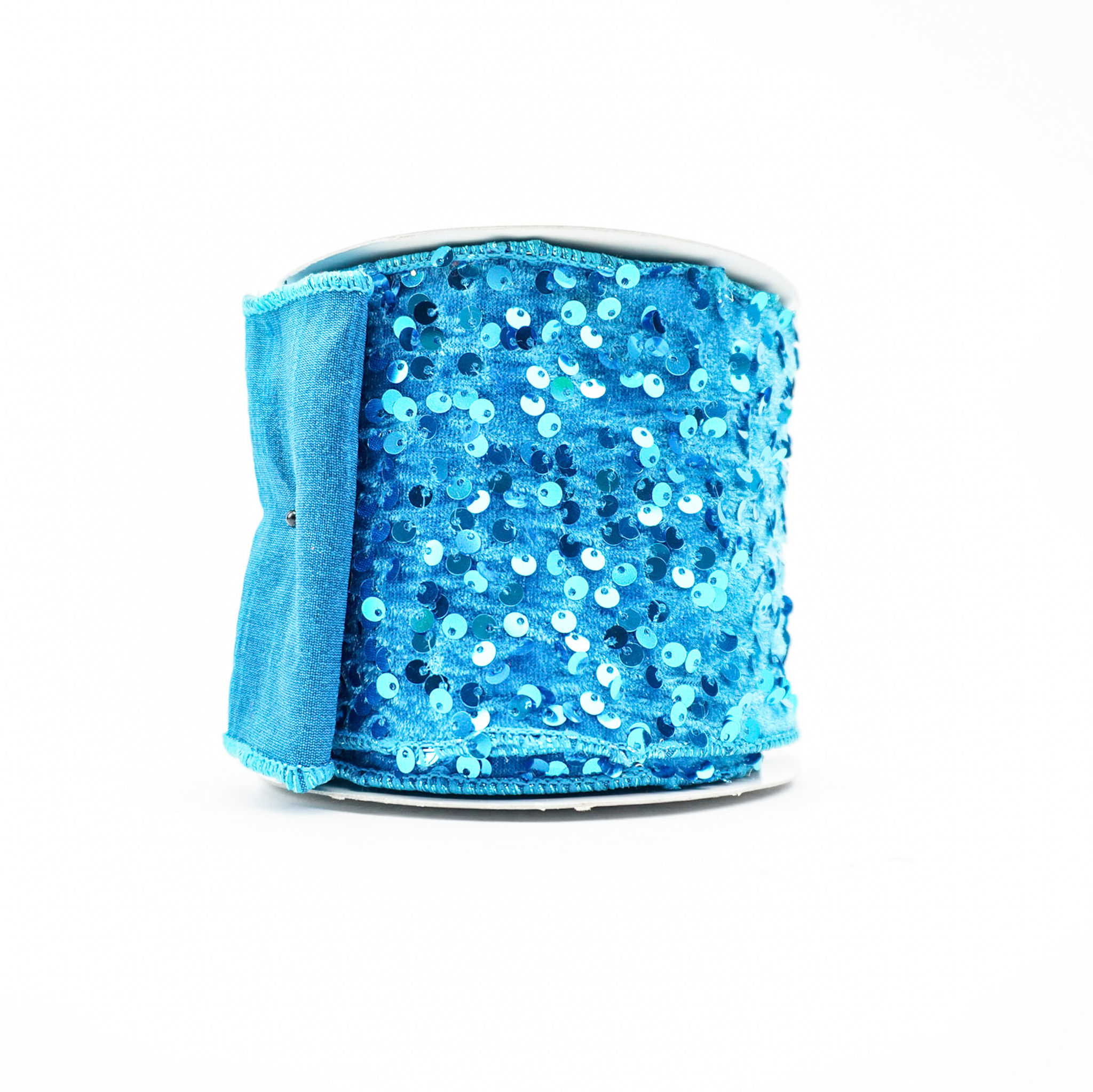 RIBBON VELVET SEQUIN 4X10YDS TURQUOISE