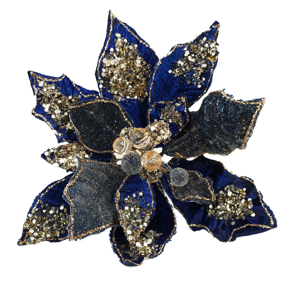 Thumbnail: POINSETTIA STEM WITH SAPPHIRE AND ROSE GOLD (3 SIZES)