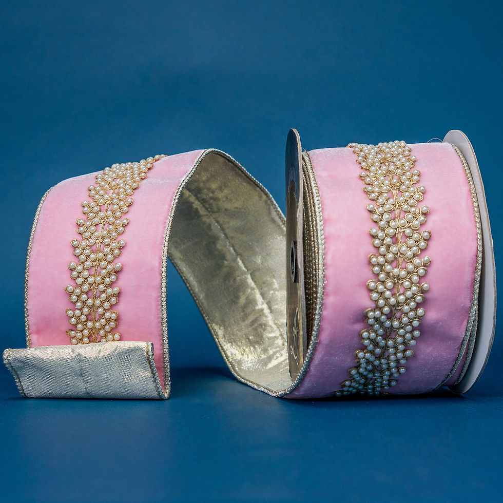 Thumbnail: RIBBON 4" X 5YDS ROYAL PEARL VINE ( 2 COLORS )
