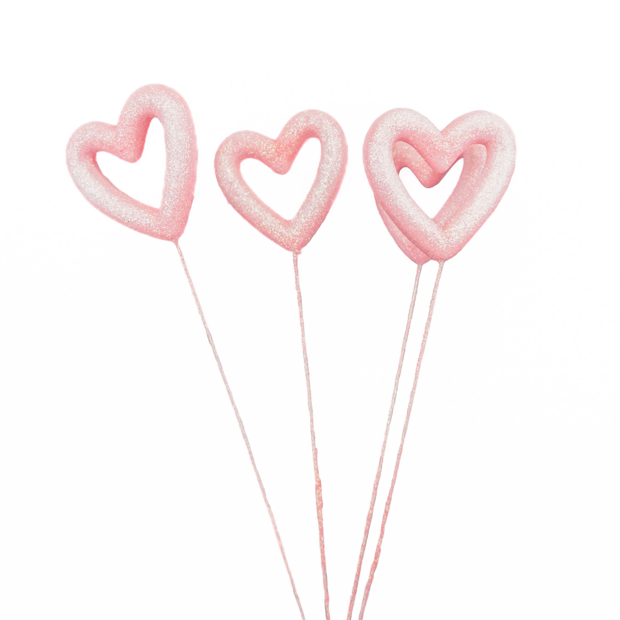 PICK HEART 80MM HOLLOW PINK GLITTER 4PCS