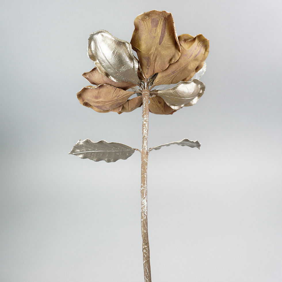 Thumbnail: MAGNOLIA SPRAY WITH 2 LEAVES CHAMPAGNE 32IN