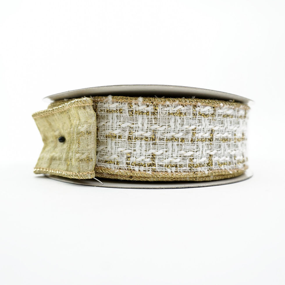 Thumbnail: RIBBON METALLIC TWEED WITH IVORY AND GOLD (3 SIZES)