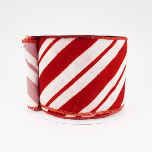 RIBBON RED VELVET CANDY STRIPE | Craftex