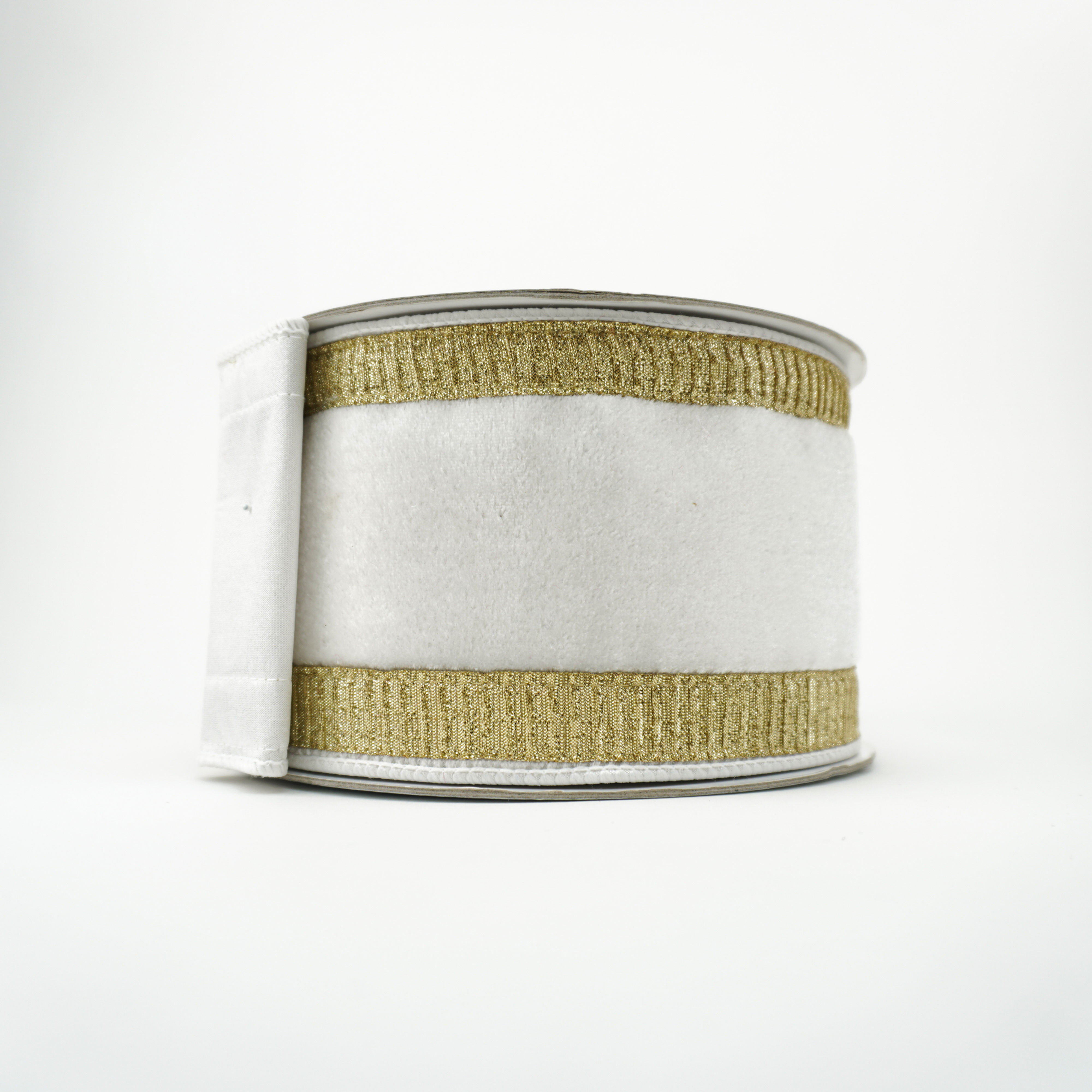 RIBBON PLEATED BORDER WHITE AND GOLD (2 SIZES)
