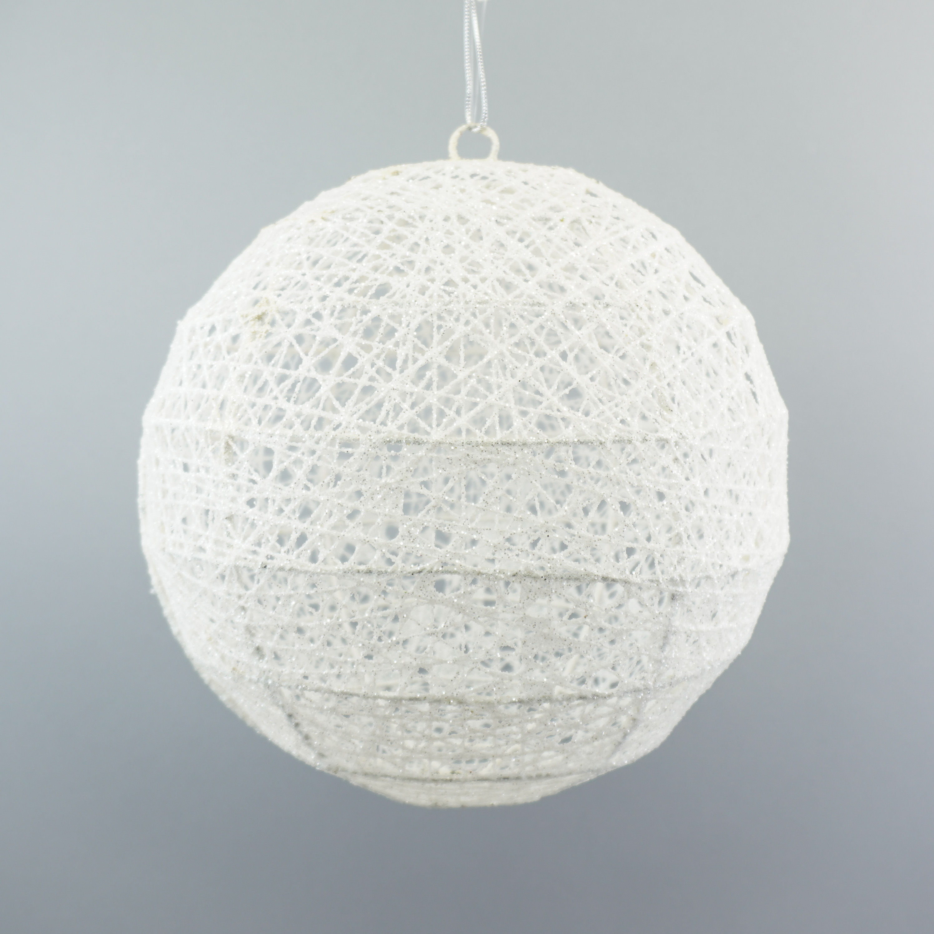 BALL GLITTER WIRE MESH WHITE ( 3 SIZES )