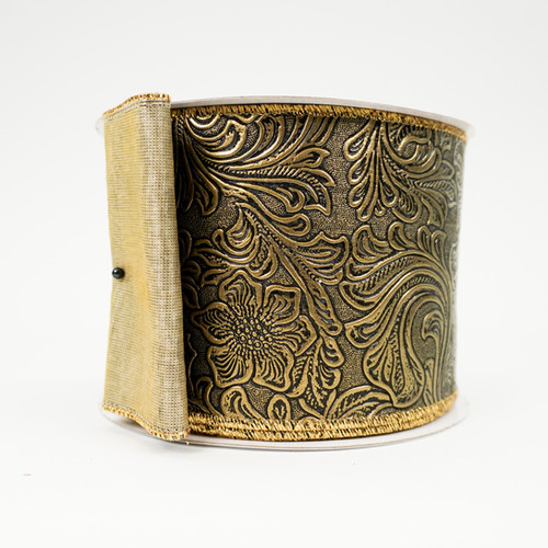 RIBBON METTALIC ACANTHUS 4X10YDS GOLD AND BLACK Craftex