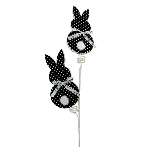 DOUBLE POLKADOT BUNNY WITH BOW SPRAY 27IN BLACK AND WHITE | Craftex