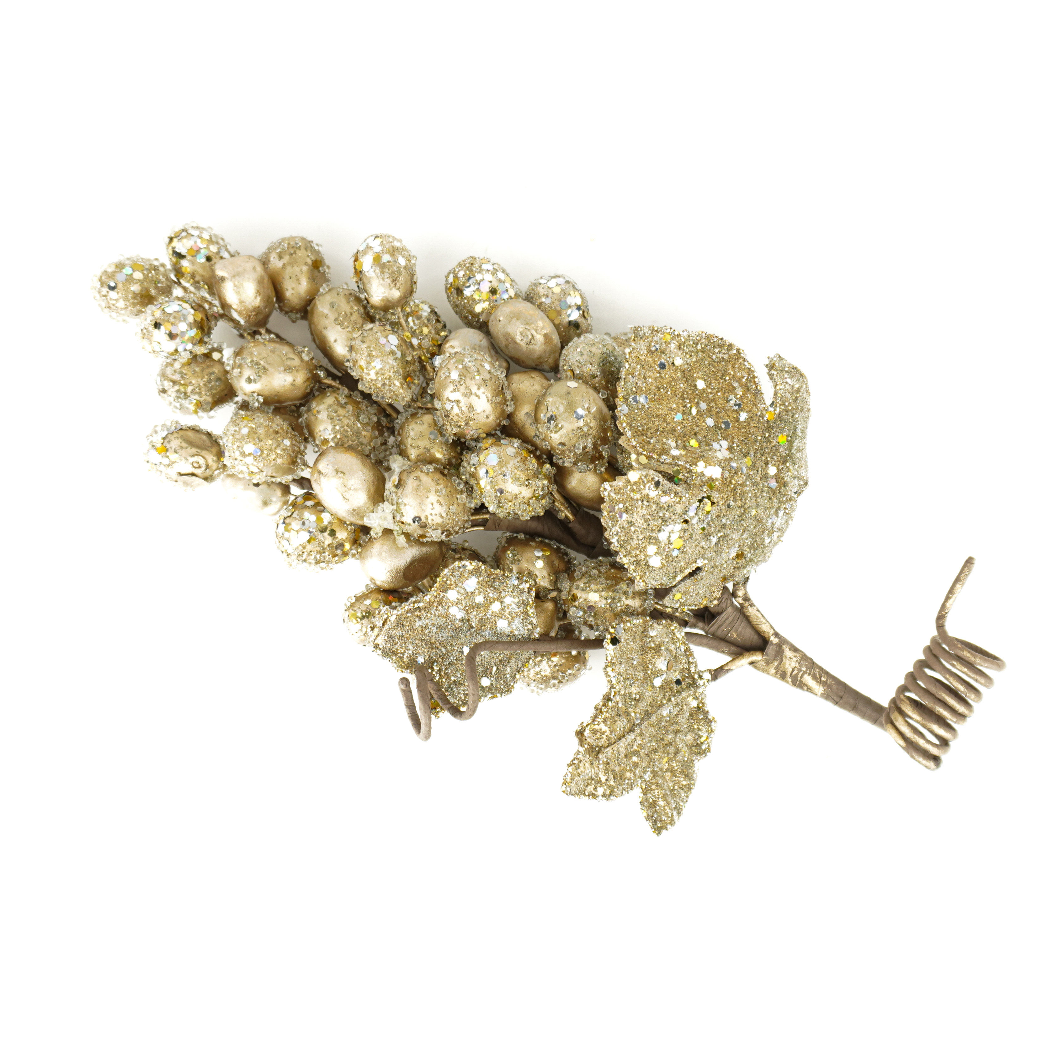 GRAPE CLUSTER WITH LEAVES LIGHT GOLD