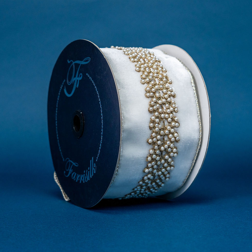 Miniatura: RIBBON 4" X 5YDS ROYAL PEARL VINE ( 2 COLORS )