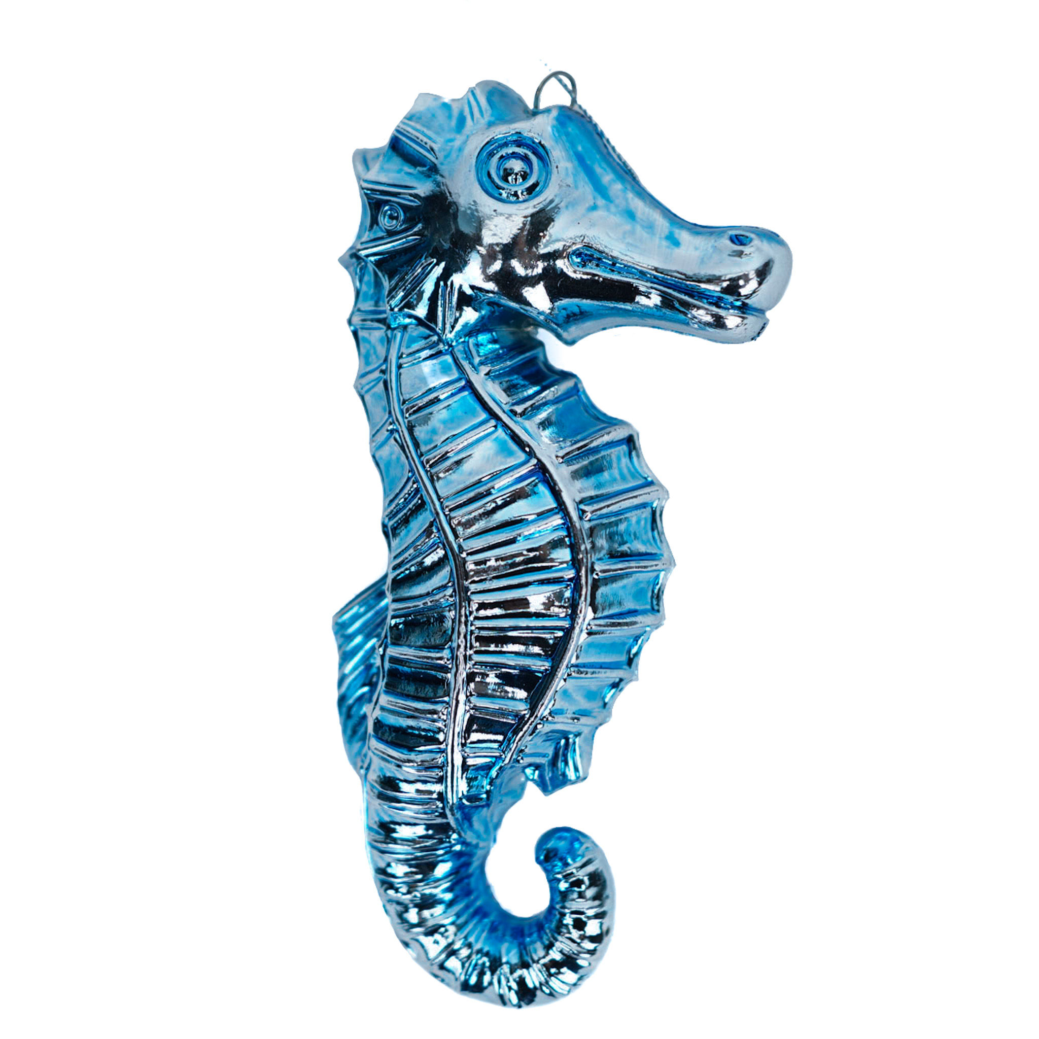 SEA HORSE ORNAMENT 7IN LIGHT BLUE