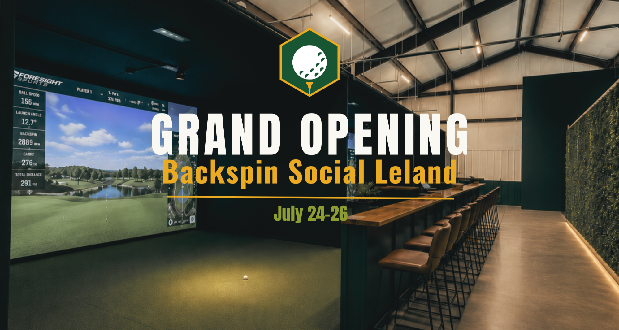 Promotional email showing friends at Backspin Social, golfing