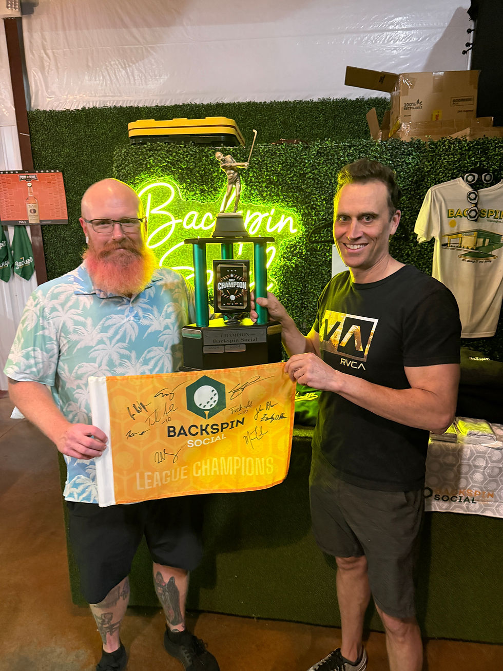 Golf League champions at Backspin Social in Wilmington celebrate their win.78
