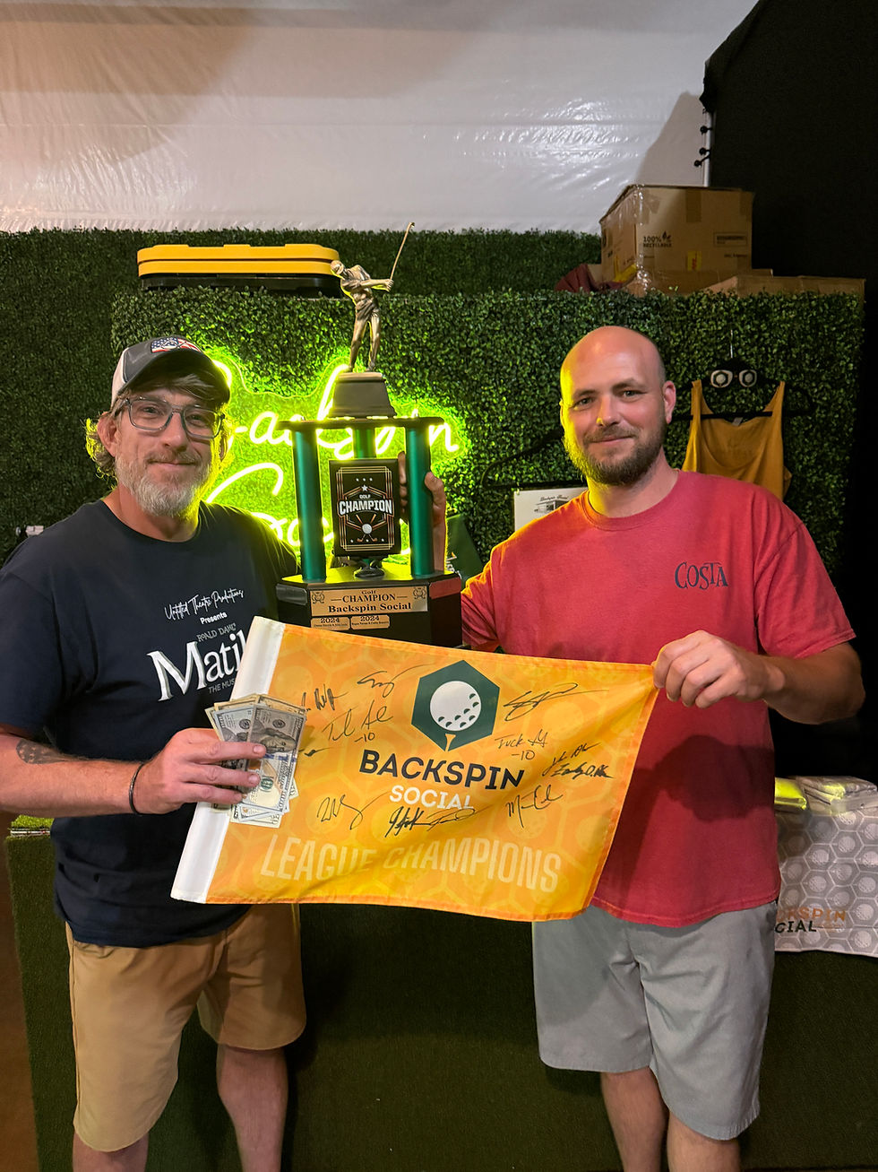 Golf League champions at Backspin Social in Wilmington celebrate their win.