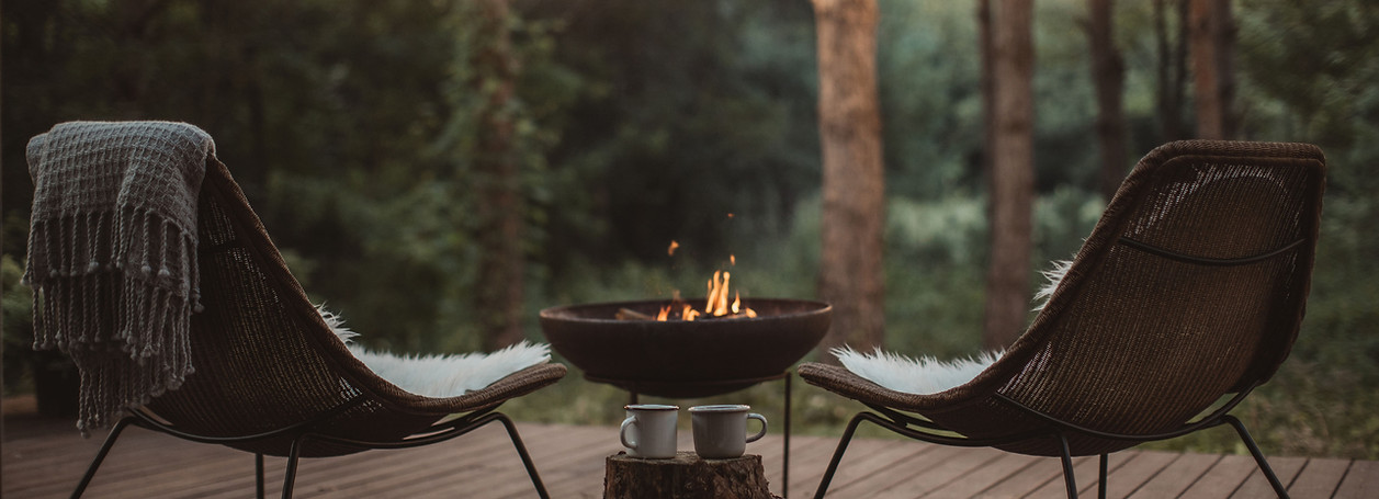 Deck with Fire Bowl outdoors