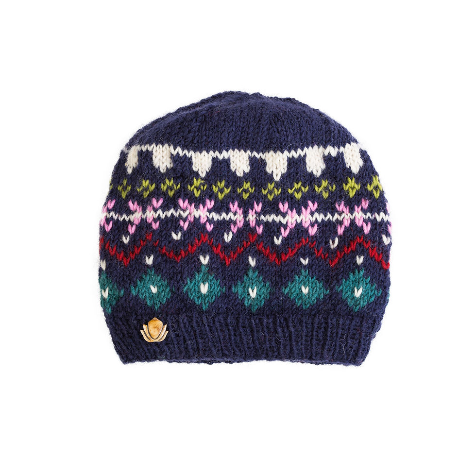 Sarah Fairisle Beanie, Navy