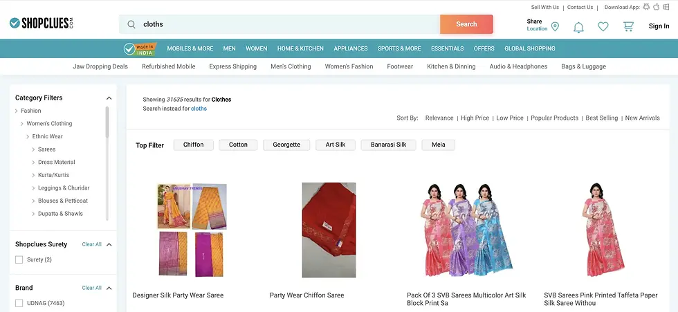 ShopClues Used Section