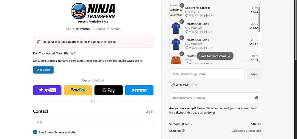 ninja transfer How to Apply Discount Codes