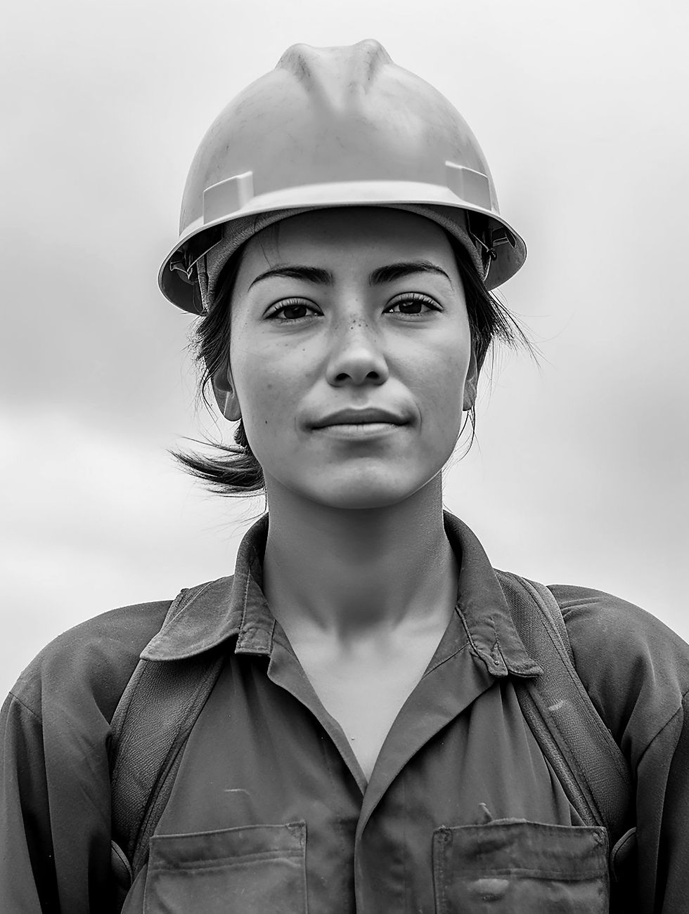 Worker with Safety Helmet