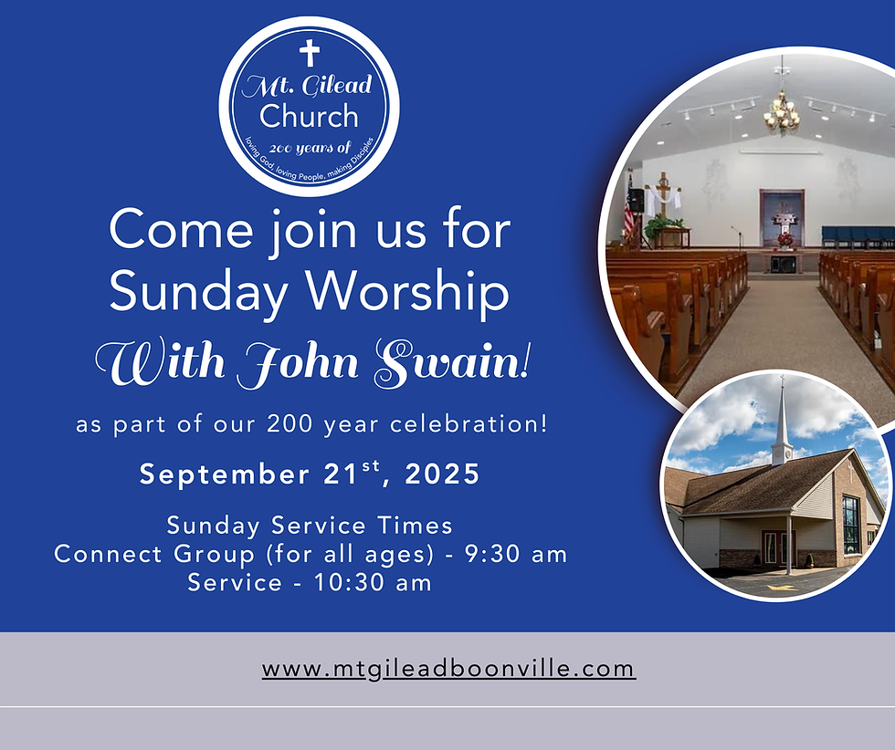 Join us for Sunday Worship with Pastor John Swain on Sept 21st, 2025!