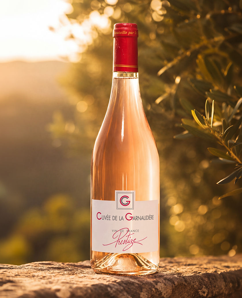 Bouteille de la Cuvée Rosé de la Garnaudière, vin rosé demi-sec du Domaine de La Garnaudière