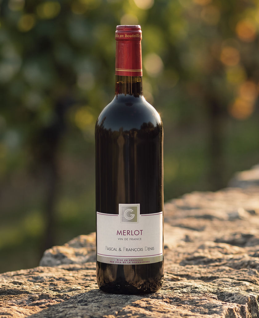 Bouteille de Merlot rouge, vin rouge du Domaine de La Garnaudière