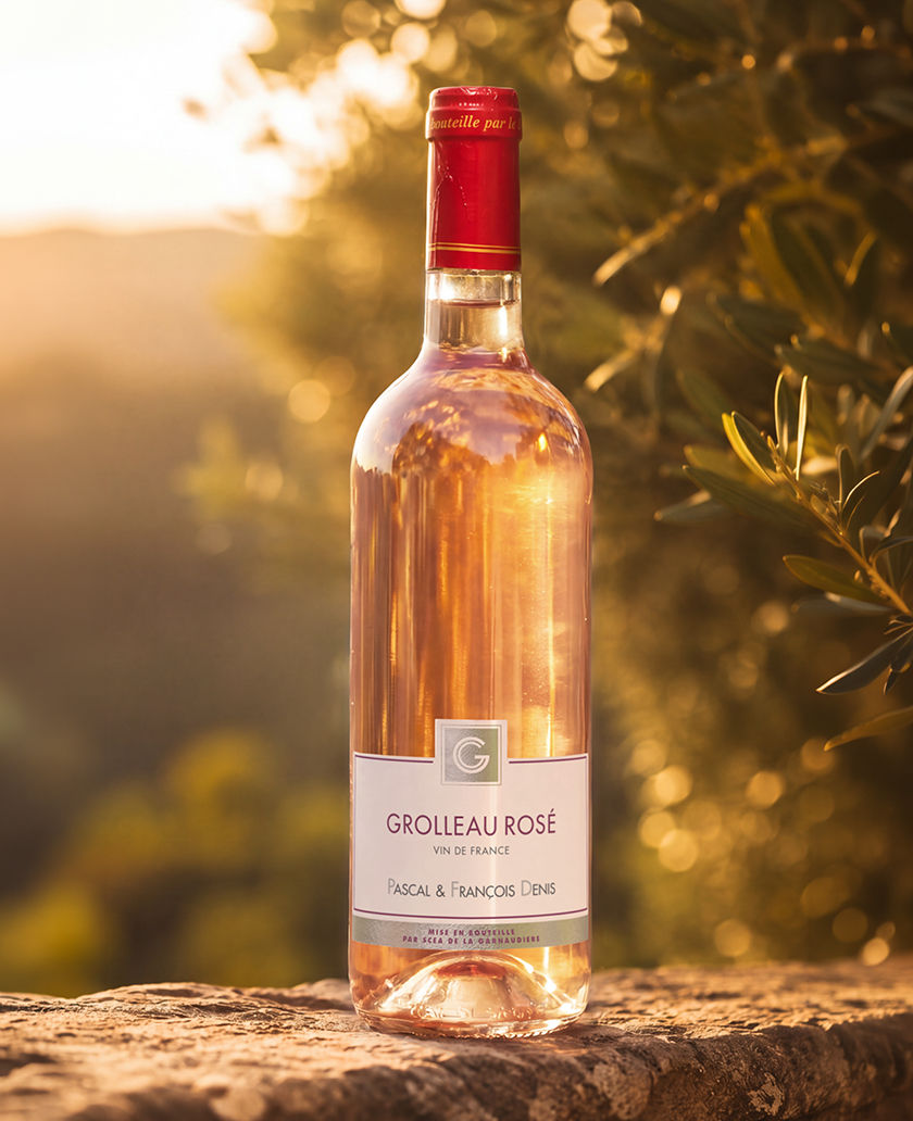 Bouteille de Grolleau rosé, vin rosé du Domaine de La Garnaudière