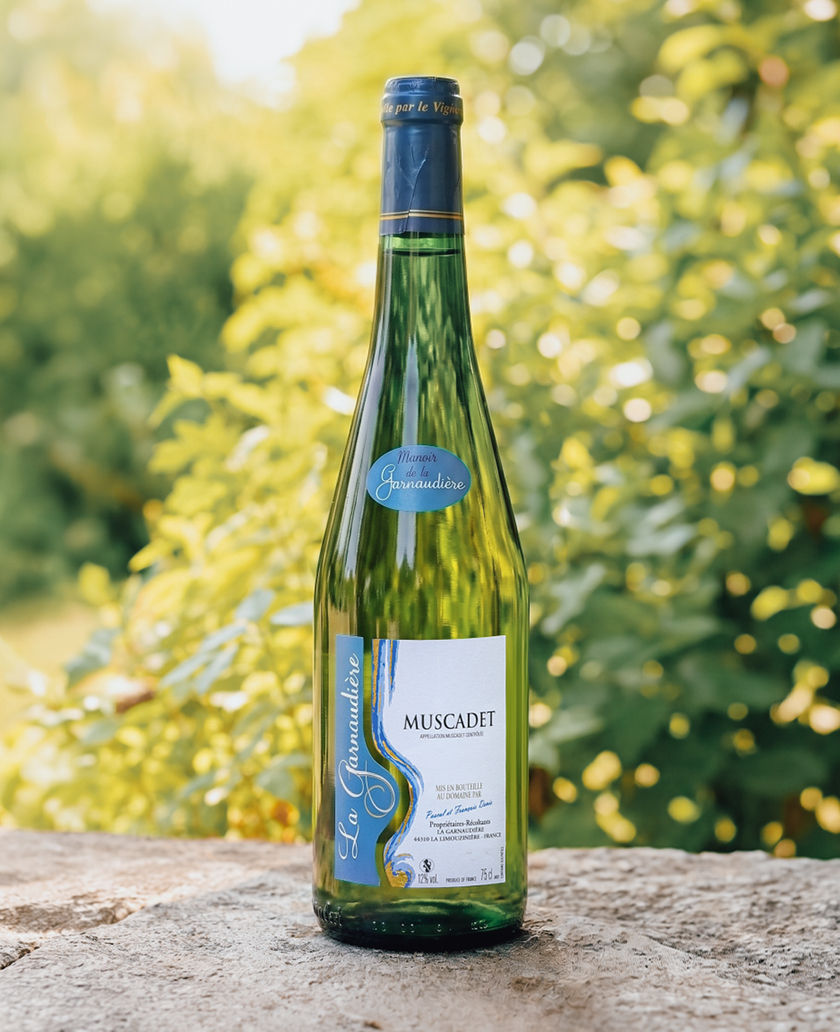 Bouteille de Muscadet, vin blanc sec AOP du Domaine de La Garnaudière