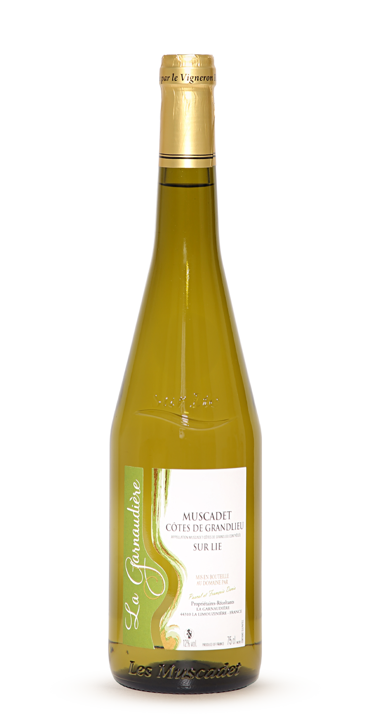 Bouteille de Muscadet Côtes de Grand Lieu sur Lie, vin blanc sec AOP du Domaine de La Garnaudière