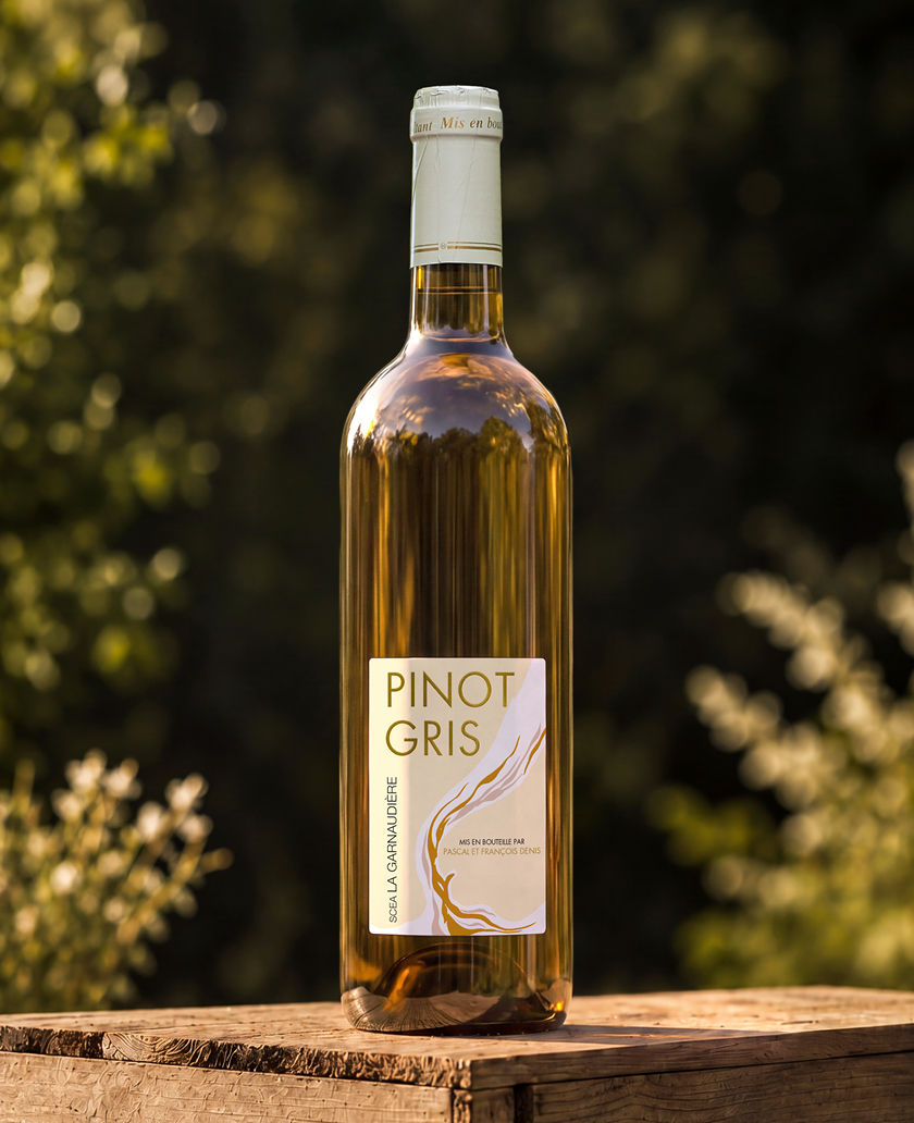 Bouteille de Pinot Gris, vin blanc moelleux du Domaine de La Garnaudière