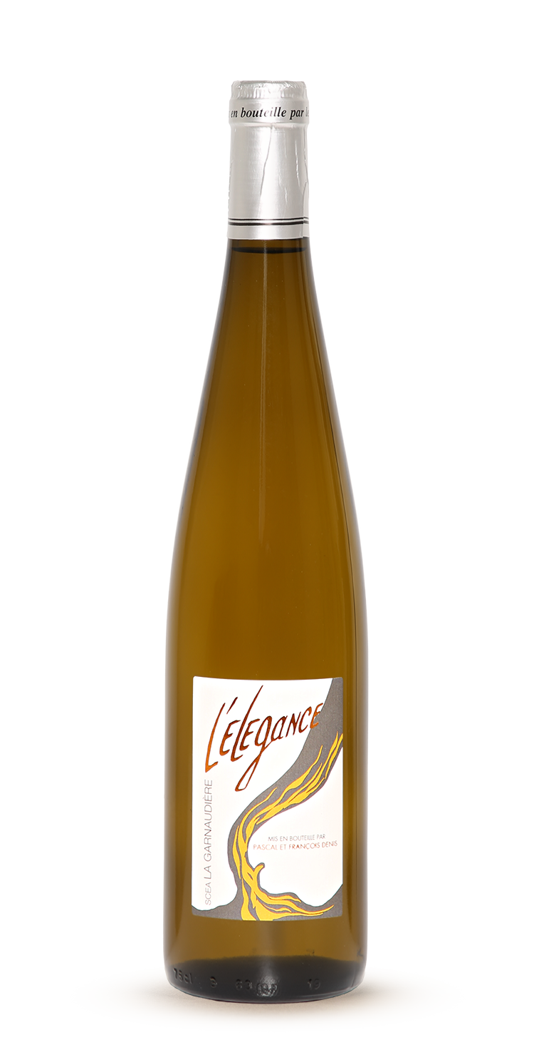 Bouteille de L'Élégance, vin blanc moelleux Gewurztraminer du Domaine de La Garnaudière