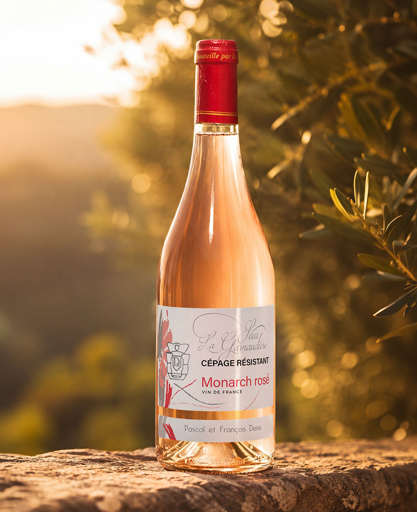 Bouteille de Monarch rosé, vin rosé (cépage résistant) du Domaine de La Garnaudière