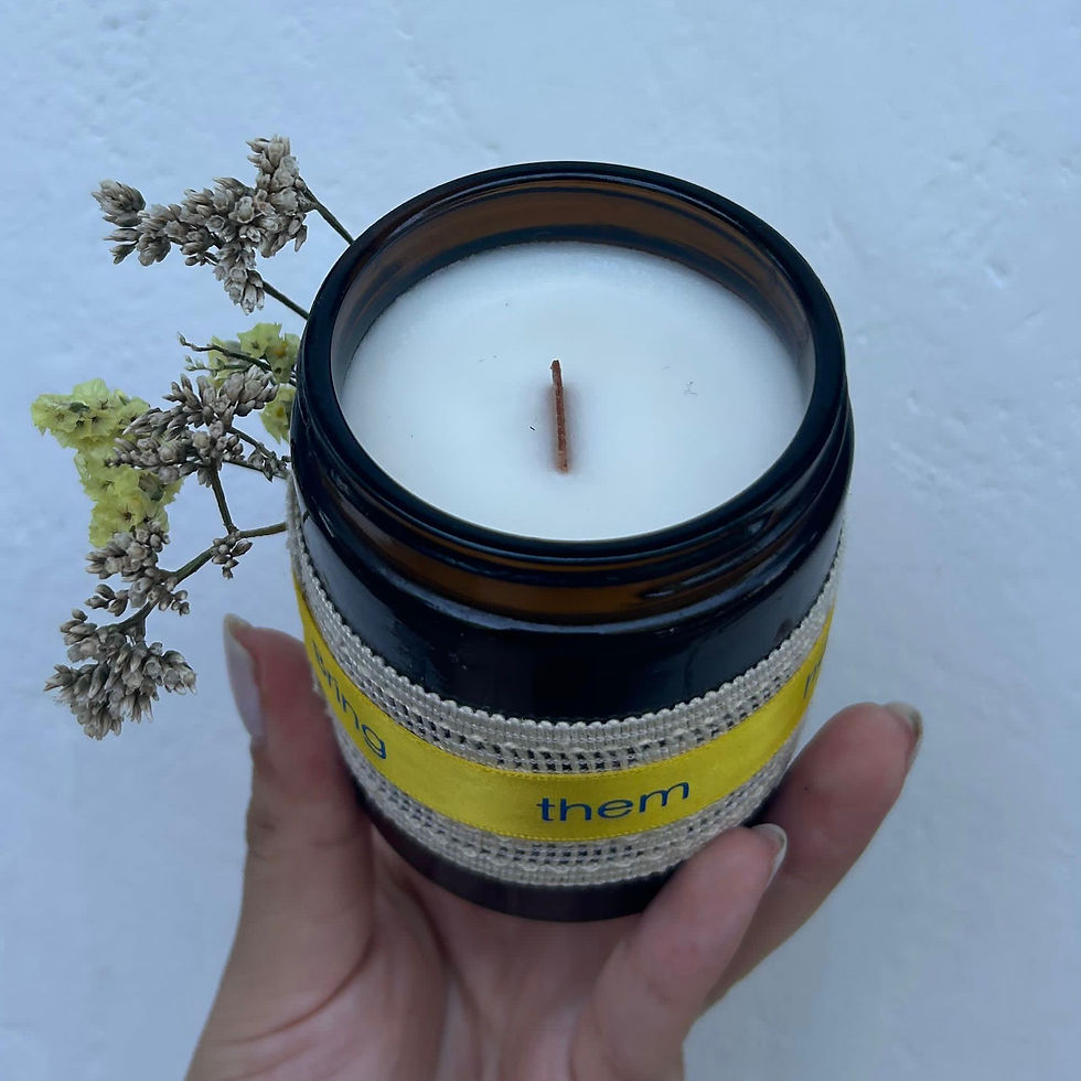 Thumbnail: soy wax candle with "Bring them home now" ribbon