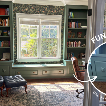 Custom Bedroom Sitting Area Built-ins with Custom Onlays